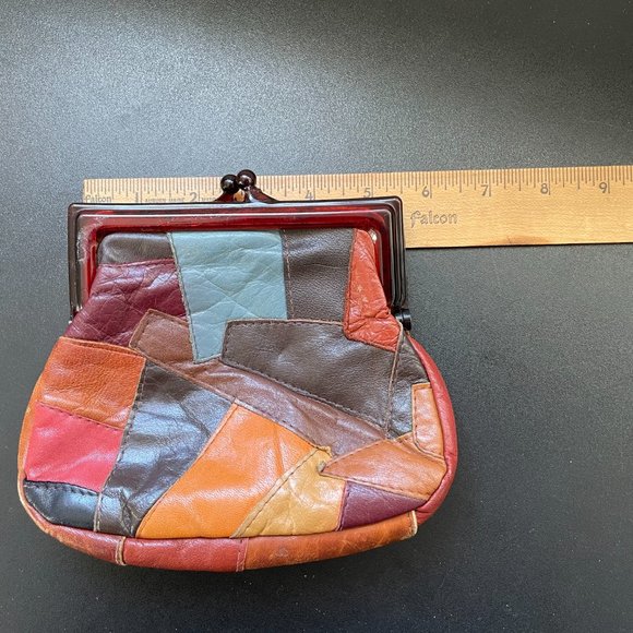 Vintage Leather Patchwork Leather Clutch Purse - Picture 14 of 16